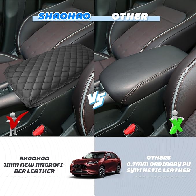 SHAOHAO Center Console Cover for 2023 2024 2025 Honda HR-V Accessories Armrest Cover 2023 2024 2025 HR-V (LX, EX-L, Sport) Car Console Arm Rest Soft Pad Lid Protection 2024 2025 HRV Scratch Ressitant