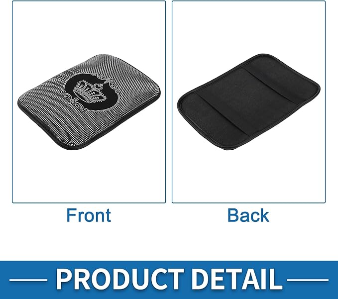Car Armrest Cushion Pad Non-slip 12.20"x8.66" Suede White,Black Center Console Lid