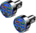 6 Ports Fast Car Charger with Voltage Monitor,Car Cigarette Lighter USB Charger (PD+QC3.0) Compatible with iphone13/14/15 & Most Android Models,Car Must Haves USB C Car Charger (2PCS)