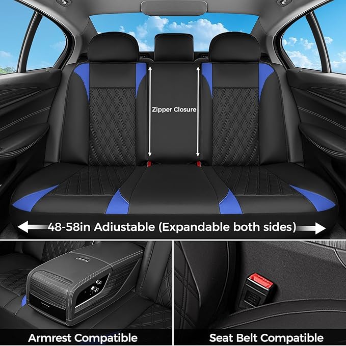FLORICH Car Seat Covers Full Set, Leather Seat Covers for Cars, Car Seat Protector Waterproof, Universal Automotive Seat Covers Breathable, Front and Rear Car Seat Cover Fit for Most Sedans SUV Truck