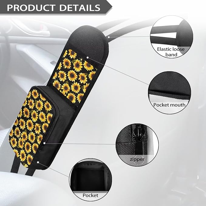 Sunflower Automatic Seat Storage Hanging Bag Car Seat Side Organizer Multifunctional Multi-Pocket Drink Holder Car Travel Accessories Suitable for All Cars