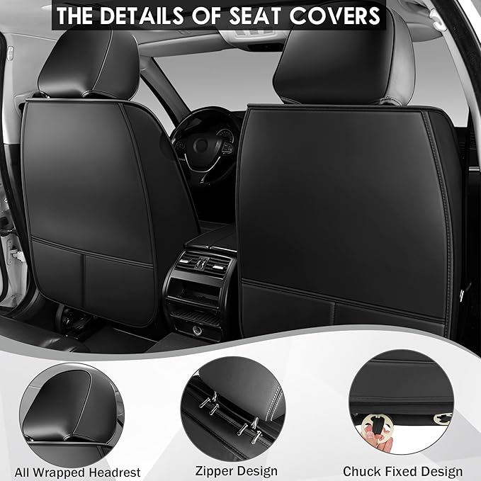 JGDL Car Seat Covers for Subaru Crosstrek 2016-2026, 2 Piece Set Nappa Leather Non-Slip Seat Protectors, Breathable Seat Cover Set. (Standard 2 Seats, Black White)
