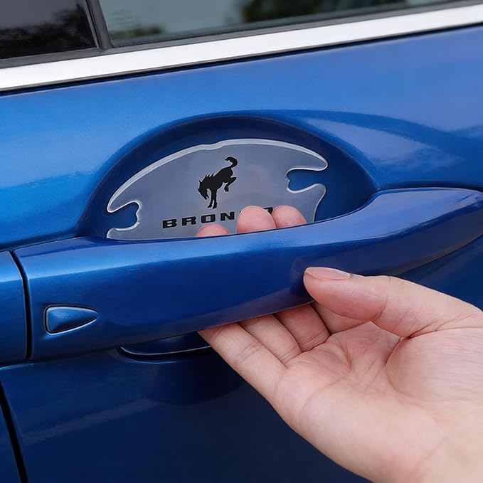 iPick Image for Ford Bronco Universal Car Door Handle Cup Protector Clear Decal Stickers, Pair - Official Licensed
