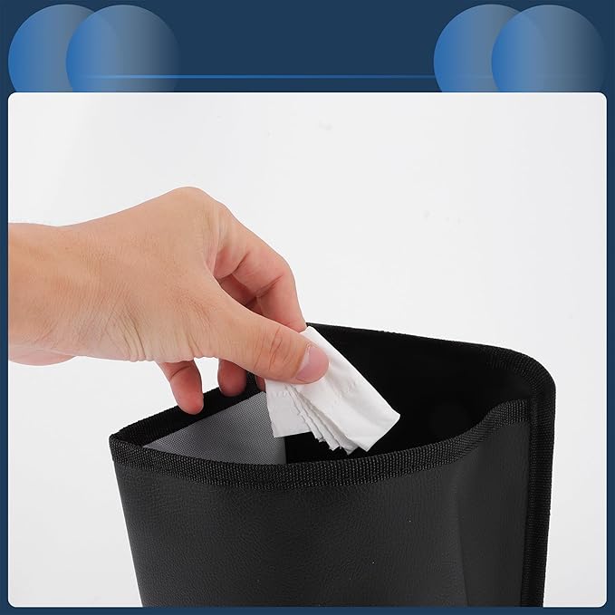 Car Trash Can Front Seats 6.7" Length 4.7" Width 9.8" Height Auto Trash Bin Faux Leather Black Hanging