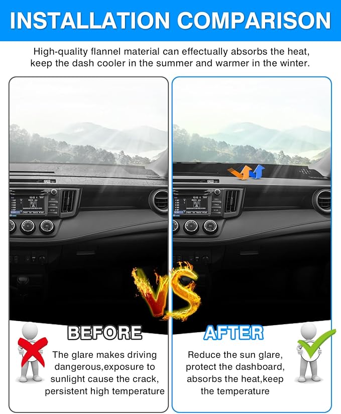 Cartist Custom Fit for Dash Cover Mat Toyota RAV4 2013-2018 Accessories Suede Dashboard Cover Nonslip Dashboard Mat Protector Sunshade No Glare Black