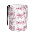 Pink Ribbon Bow Car Trash Can Leak-Proof Waterproof Hanging Trash Bin Collapsible Garbage Can for Car Accessories Travelling Camping