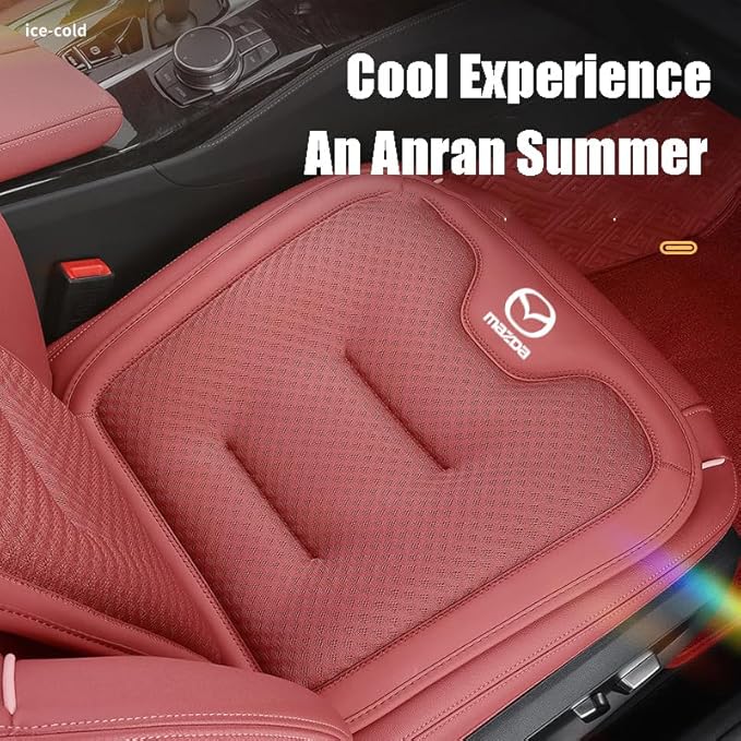Car Seat Cushions for Mazda 2 3 5 6 MX-5 MX-30 CX3 CX-30 CX-5 CX-50 CX-7 CX-8 CX-9, Anti-Scratch Seat Cushions Breathable and Soft Car Seat Cushions Car Interior Accessories,A Red- Rear Row