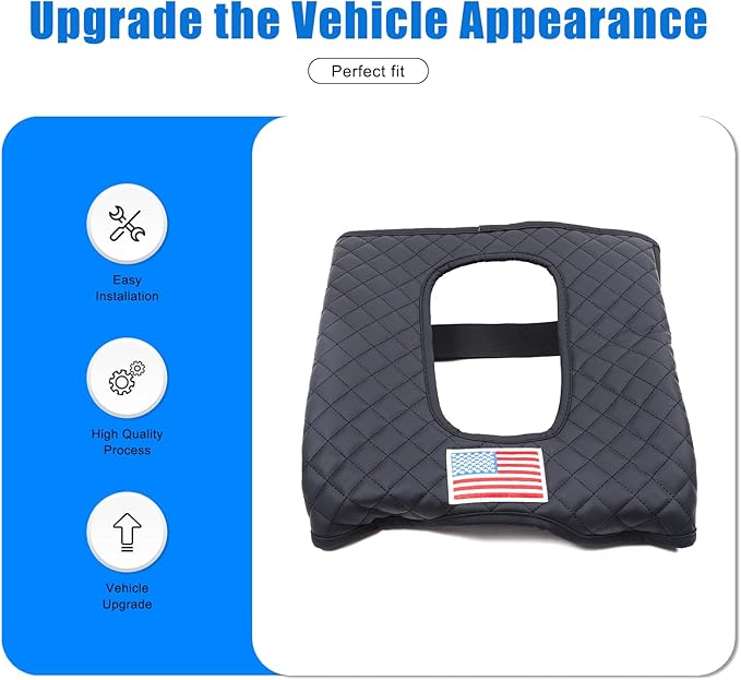 Center Console Armrest Cover for Cadillac Escalade 2015 2016 2017 2018 2019 2020 Accessories, Leather Armrest Lid Cushion Pad, Armrest Seat Box Cover Mat (Style B)