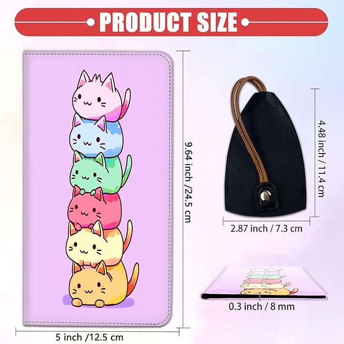 Car Registration Holder, Waterproof PU Leather Vehicle Card Document Glove Box Organizer, Women Interior Auto Accessories Case for Cards, Driver License Car Insurance Holder, Gay Pride Cats Pattern
