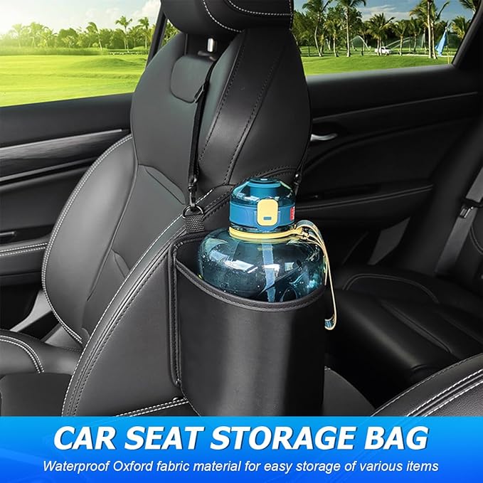 BESULEN Car Seat Side Large Cup Holder, Hanging Storage Bag for Drink Water Bottle Baby Stuff, Multi-Functional Auto Organizer with Waterproof Liner, Universal Car Accessories Road Trip Essentials