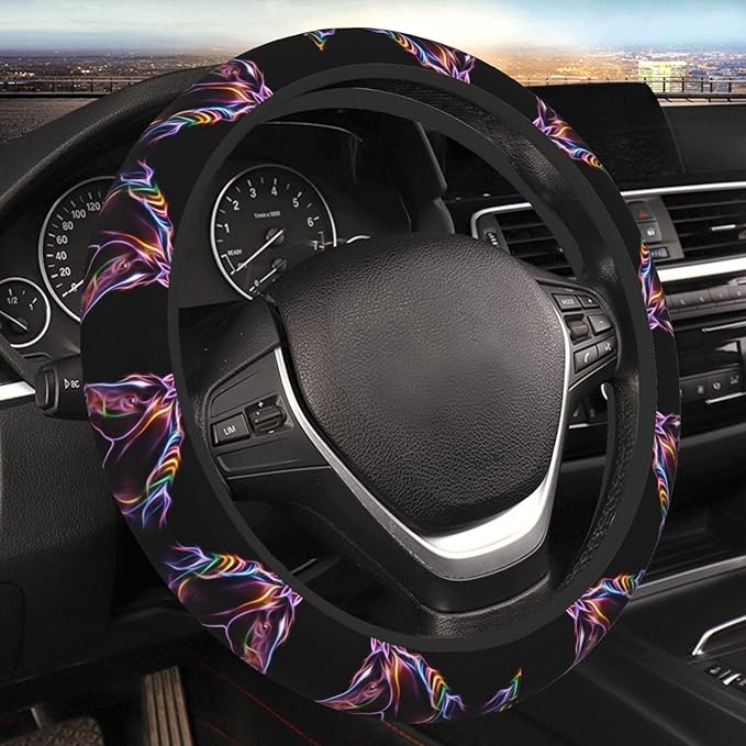 Neoprene Steering Wheel Cover Cool Horse Car Steering Wheel Cover Universal Fit for Most Cars