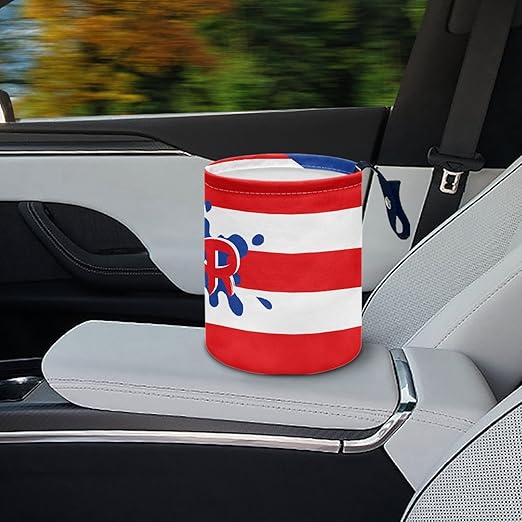 Car Trash Can with Hanging for Back Seat, Car Accessories for Women Men Automotive Garbage Cans Vehicle Trash Can for Truck SUVPR Flag
