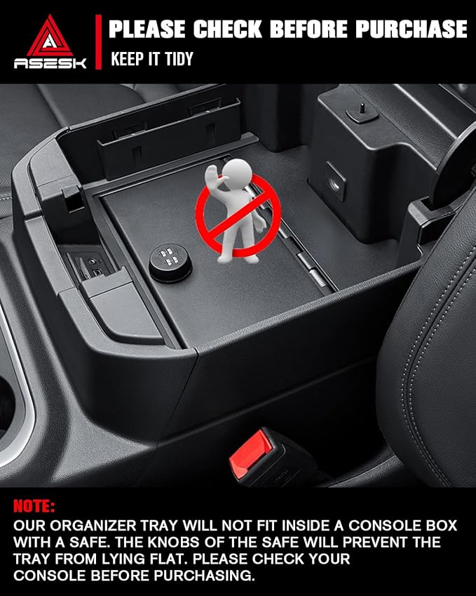 ASZSK for 2019-2022 Chevy Silverado/GMC Sierra 1500& 2020-2023 Silverado/Sierra 2500HD 3500HD Center Console Armrest Organizer ABS Materials