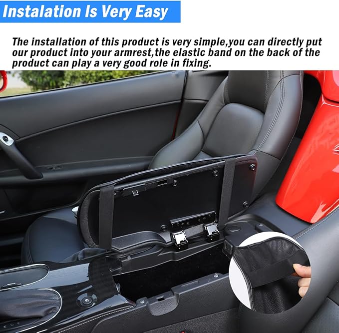 Car Arm Rest Cushion Pad Protector Compatible with Chevrolet Corvette C6 2005-2013 Car Center Armrest Cover,Leather Console lid Protector,Center Console Pad Anti-Scratch Accessories (Brown)