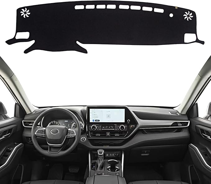 KEYOOG Dashboard Cover Dash Mat Fit for to-yota Highlander 2024-2020 (Without HUD Models),Car Dash Board Mat Anti-Glare Carpet,Non-Slip Pad Sunshield Protector (Black)