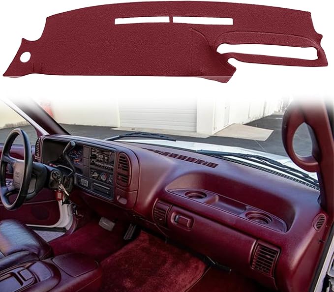 Dash Cover Mat Fit for 1995-1996 Chevy Chevrolet Silverado C1500 C2500 C3500 K1500 K2500 K3500 Tahoe Suburban,GMC Sierra Yukon Suburban Pickup Truck,Dashboard Cover Pad Carpet (95-96 Maroon) J131