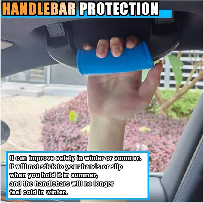2PCS Car Inside Door Handle Protector, Colorful Soft Fluff Car Pull Handle Cover, Anti-Scratch Grab Handle Wrap, Car Interior Decoration Accessories for Women Men (Blue)