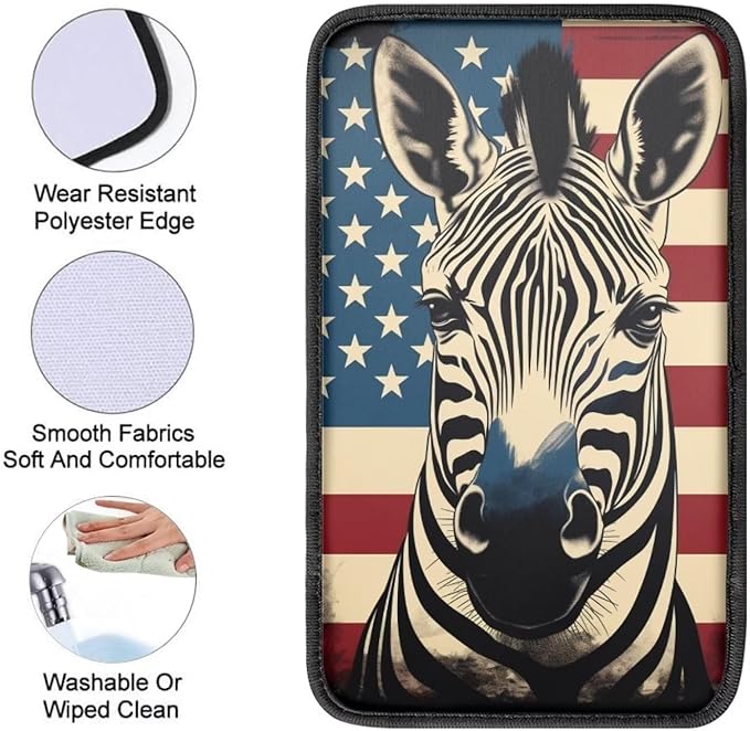 Car Center Console Pad, Universal Waterproof Car Armrest Seat Box Cover, Car Interior Accessories for Most Vehicle SUV Truck Vintage American Flag Zaber Car Armrest Pad