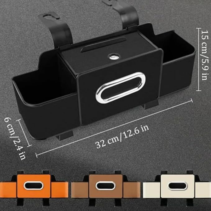 Car Organizers and Storage Box, Car Organizers and Storage Back Seat, With Cup Holder, Tissue Box, Trash Bin & Hooks, Strong Bags Hooks, Large Storage Space (2Pc A)