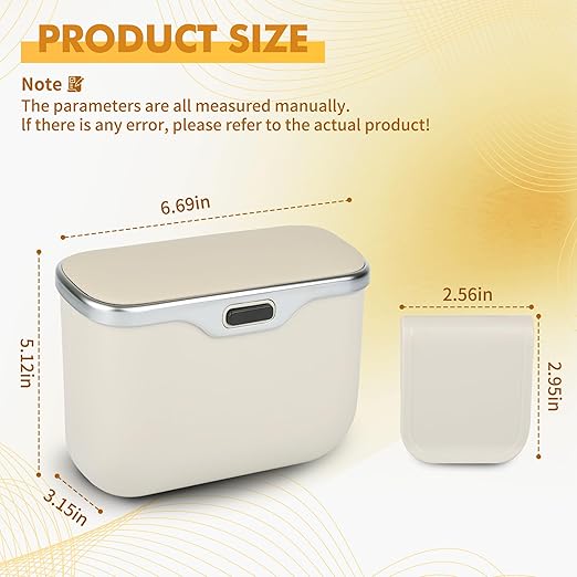 JEYODA - Automatic Push Button Car Trash Can with Secure Lid, Vehicle Garbage Bin (Beige)
