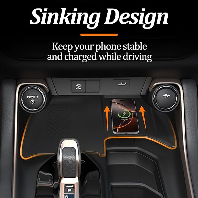Wireless Charging Anti-Slip Mat for Grand Highlander, Black Silicone Protective Pad Phone Charger Pad for 2024 2025 Grand Highlander Center Console Interior Accessories