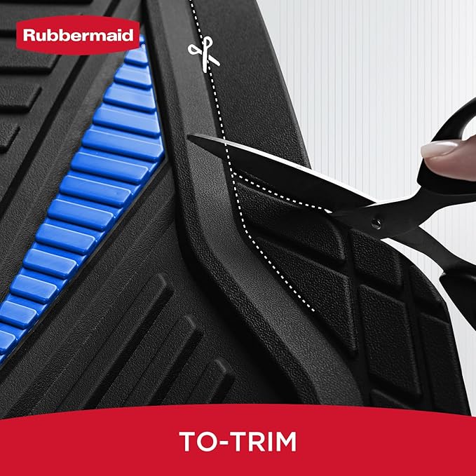 Rubbermaid Car Mat Full Set, Universal Trim-to-Fit Heavy-Duty Car Floor Mats – 4-Piece Set for All Weather Protection – Durable Rubber Mat for Cars, Trucks, SUVs & Vans-Blue