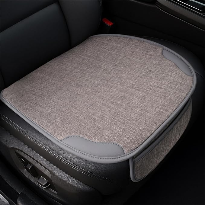 YoRise Car Seat Cover, Universal Cool Auto Front Seat Cushion Protector with Storage Pocket & Non Slip Bottom, Comfortable Breathable Vehicle Driver Seats Pad for SUVs, Trucks, Sedans (Gray)
