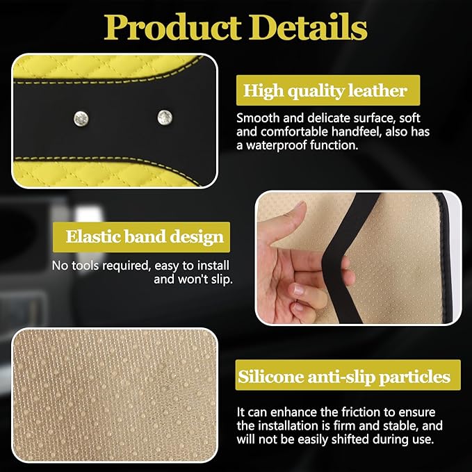 Bling Crown Car Center Console Cover, 12.7"×7.7" Armrest Cover for Cars, Waterproof Leather Arm Rest Box Pad Cushion, Universal Middle Console Cover Protector, Car Accessories (Yellow)