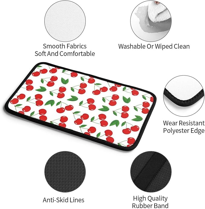 DORKEIXIA Fruit Cherry Red Cherries Leaves Leaf White Auto Center Console Armrest Pad Universal Car Center Console Cover Seat Box Cover for Sedan, Van, SUV, Truck Car Accessorie