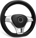 Car Steering Wheel Cover, Leather D-Shaped Steering Wheel Sleeve with Anti-Slip Lining, Breathable Flat Bottom Car Wheel Protector Interior Auto Accessories for Women Men