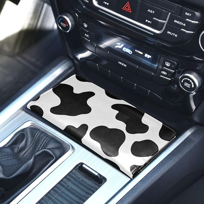 Cow Markings Car Registration and Insurance Holder Vehicle Glove Box Organizer Car Accessories Wallet Case for Women Men H020037