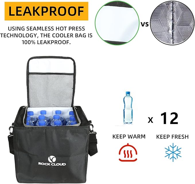 ROCK CLOUD Car Trunk Organizer with Cooler Bag Vehicle Organizers Storage Multi Compartments Collapsible for Auto SUV Truck Minivan Sedan