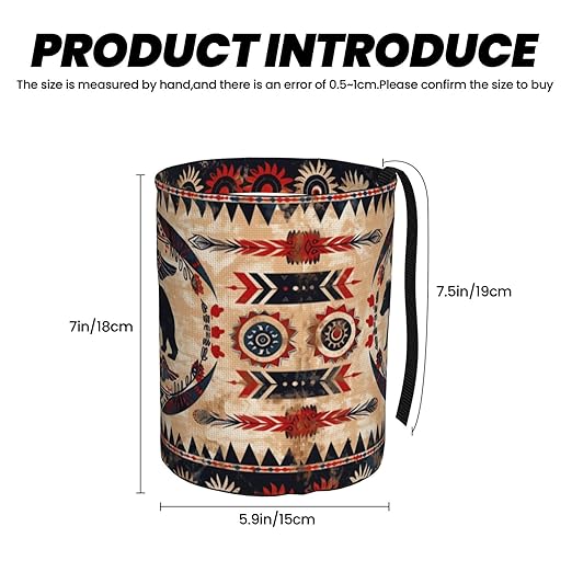 Native American Bear Car Trash Can Garbage Cans Foldable,Cute Hanging Car Organizer and Storage Bag Leak Proof, Auto Back Seat Trash Bin Universal for Truck, SUV, Outdoor Travel