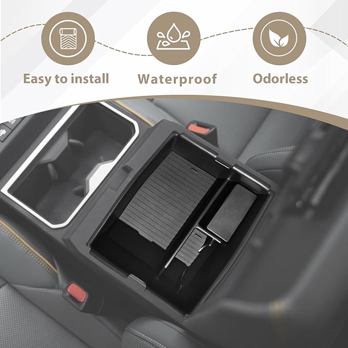 Muslogy Center Console Organizer Compatible with 2024 2025 Toyota Tacoma 4th Gen Accessories Interior Storage Box Insert Tray Phone Pocket(Console Organizer+Hanging Storage +Hidden Box)