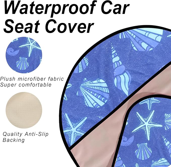 nbnhxnff Car Seat Cover (Starfish Shell Conch, 1pcs Front Seat)