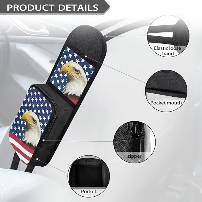 American Flag Eagle Car Seat Side Organizer Hanging Organization Storage Bag Auto Accessories 2 Pocket for Car Interior Accessories Holder Truck SUV Van