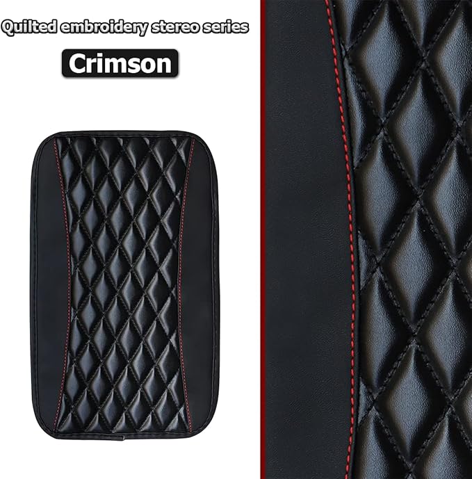 Moly Magnolia Car Center Console Cushion Pad, Universal Leather Waterproof Armrest Seat Box Cover Protector,Comfortable Car Decor Accessories Fit for Most Cars, Vehicles, SUVs (Black)