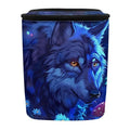 Fantasy Blue Wolf Car Trash Can, Hanging Zipper Design Garbage Bin for Backseat
