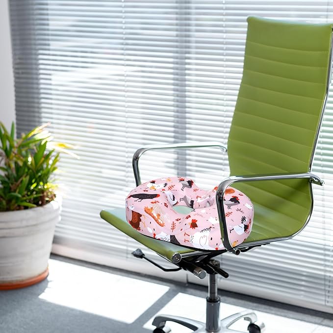 Donut Pillow for Hemorrhoids Seat Cushion for Tailbone Pain Relief - Chicken Rooster Home Office Chair Cushion for Long Sitting Work - Memory Foam Car Seat Cushions for Driving Butt Pain Pressure