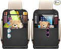 2PCS Car Backseat Organizer, Multi-Pocket Back Seat Protector with 10.2" Tablet Holder, Waterproof Oxford Fabric Storage Bag Auto Kick Mat for Kids Toddlers (C with Large Pocket)