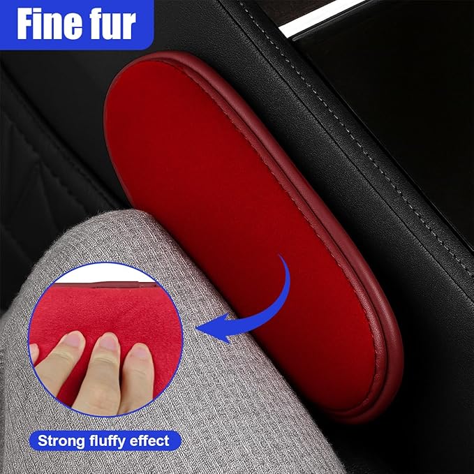 Car Door Armrest Pads, Soft Leather Memory Foam Car Center Console Pillow with Strong Adhesive, Universal Comfortable Auto Arm Rest Cushion Accessories for Elbow and Knee Support(Red)