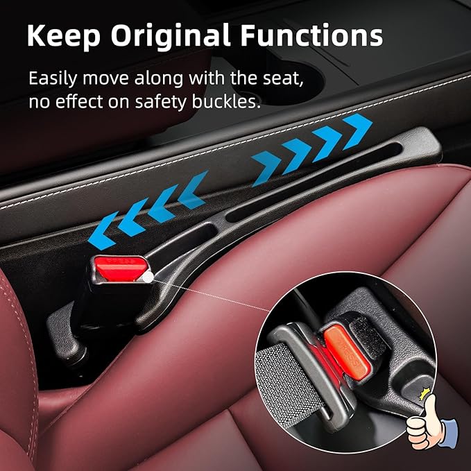 Car Seat Gap Filler Organizer, 2 Pack Seat Gap Plug with Storage Slot, No Drop Seat Guard for Cars & SUVs, Car Seat Accessories with Phone Holder, Universal Fit Fill The Gap Between Seat and Console
