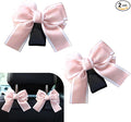 2PCS Car Seat Headrest Hooks, Cute Bow Purse Hook for Car, Vehicle Rear Seat Storage Hooks Hanger for Bag, Umbrellas, Purses, Universal Auto Interior Decorating Accessories (Satin-Pink)