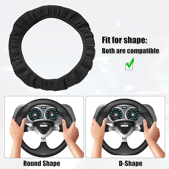 X AUTOHAUX Steering Wheel Cover Universal Elastic Stretch Antislip Breathable Microfiber Ice Silk Interior Trim Wheel Protector for Car Truck SUV Black