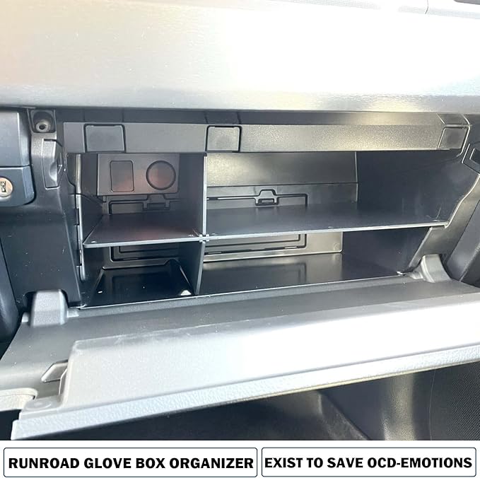 RUNROAD Glove Box Organizer Dividers Compatible with Toyota 4Runner 2010 2011-2022 2023 2024 and for 2010-2023 Lexus GX 460 Accessories, Insert ABS Glove Compartment