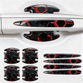 JRSMBCG 8PCS Car Door Handle Scratch Protectors,3D Patterned-Marking，Anti Scratch, Automotive Door Handle Paint Protective Film Cover Accessories, Universal for Most Cars (Black-Red)
