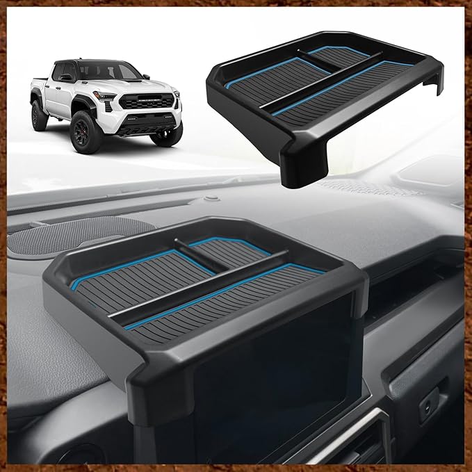 Muslogy Dashboard Storage Box Compatible with 2024 2025 Tacoma & 2025 4Runner Accessories Center Console Organizer w/ 8-inch Screen for SR SR5 TRD PreRunner TRD Sport Off-Road Pro Trailhunter (Blue)