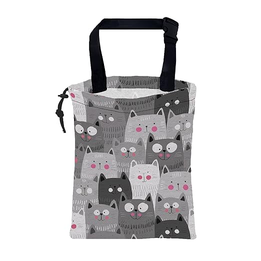 KXWQTRDD Car Garbage Bag Cute Grey Cats Drawstring Car Trash Bag Hanging for Back Seat with Adjustable Buckle Canvas Vehicle Trash Can Easy-to-Install