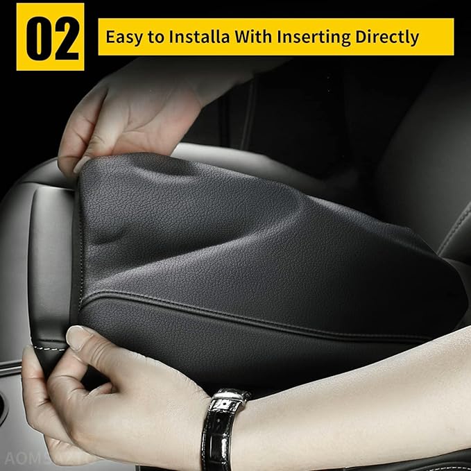 AOMSAZTO Console Covers for 2021-2023 Trailblazer Chevrolet Armrest Covers Leather Black