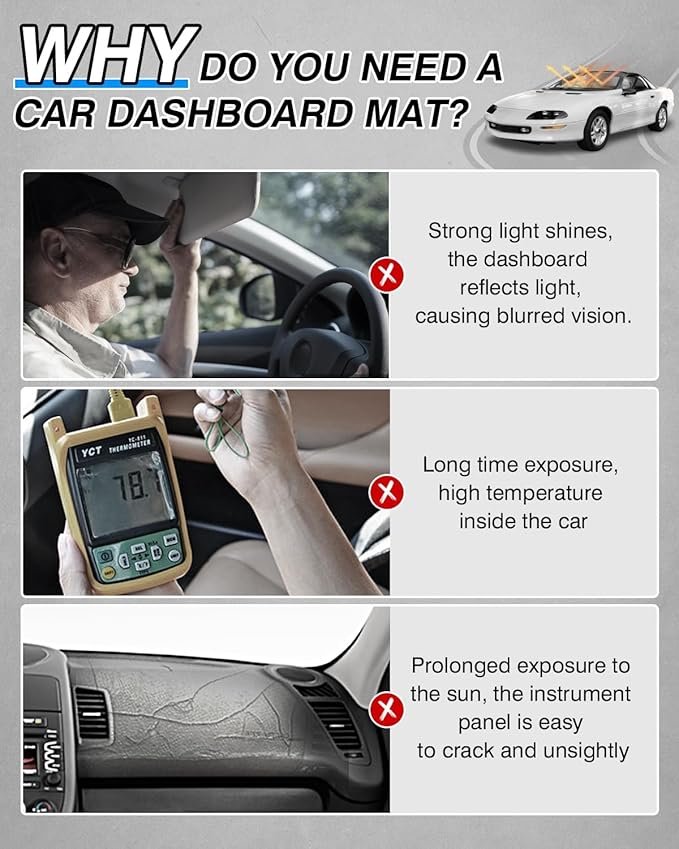 CARTIST Dash Cover Compatible with Chevy Chevrolet Camaro 1997 1998 1999 2000 2001 2002 Accessories Dashboard Cover Mat Non-Slip Carpet Sunshield Glare UV Rays Protector